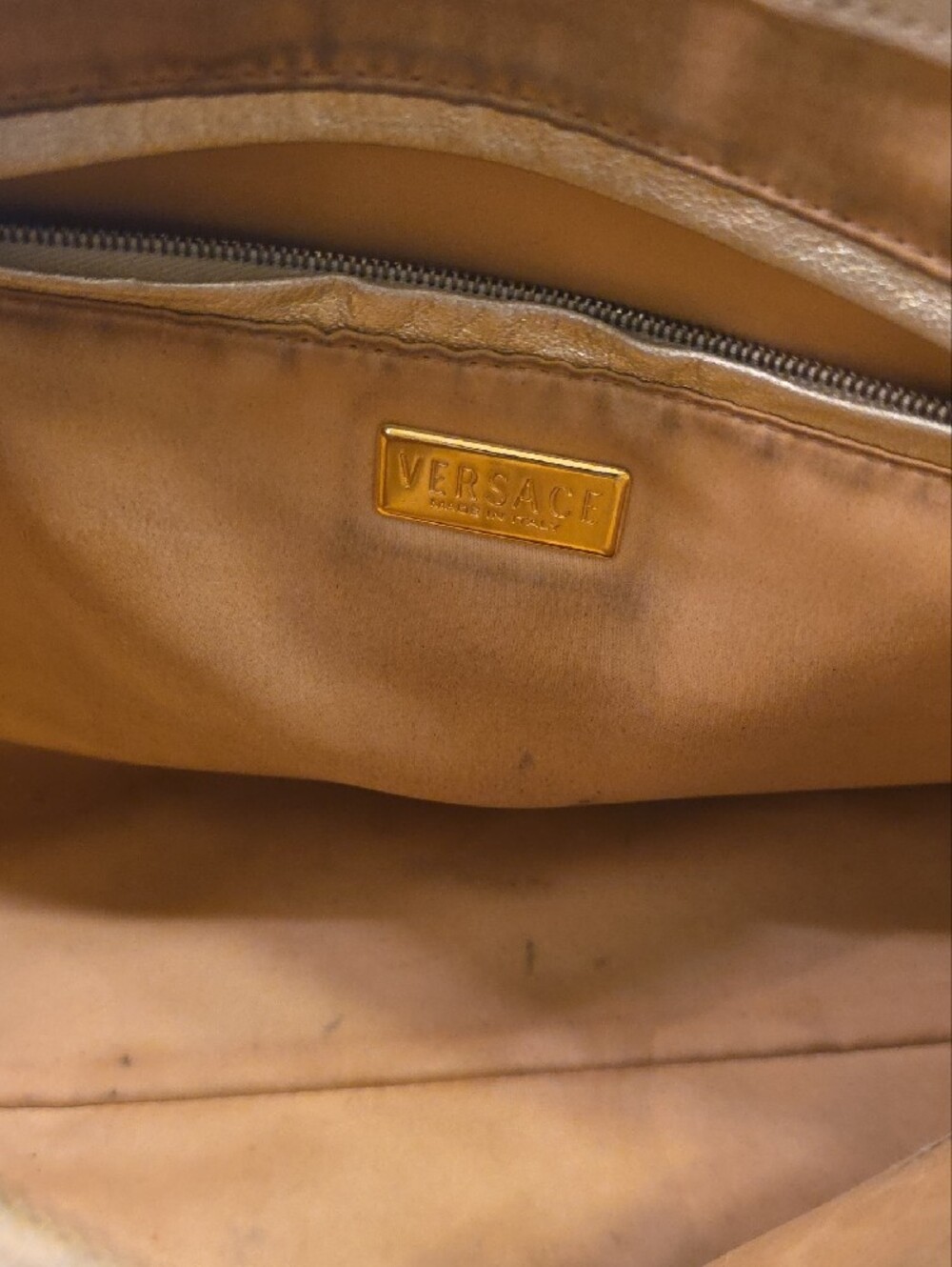 Gorgeous Versace Cream and Gold Medusa Studded Satchel with Braided Handle - Picture 15 of 16